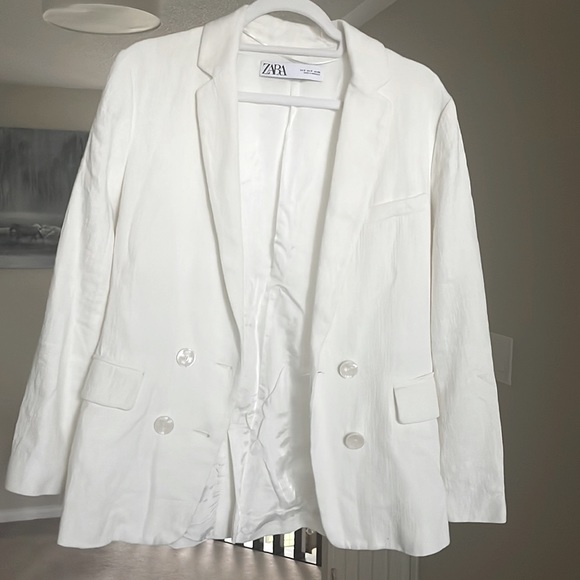 Zara linen blend double breasted blazer S - Picture 8 of 9